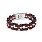 Fashion Personality Silver Red Bicycle Chain 316l Stainless Steel Bracelet Black - One Size