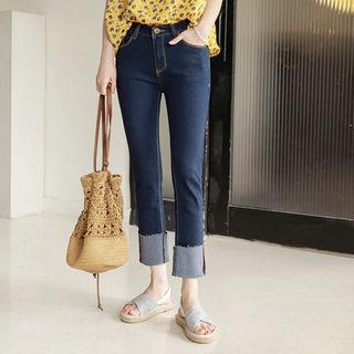 Contrast-stitch Straight-cut Jeans