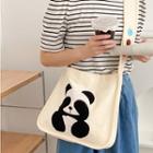 Panda Print Canvas Crossbody Bag Off-white - One Size