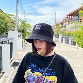 Letter Embroidery Bucket Hat