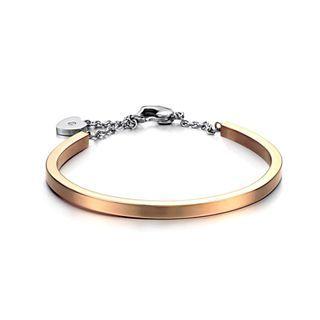 Fashion And Simple Plated Rose Gold Geometric Round 316l Stainless Steel Bangle Rose Gold - One Size