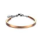 Fashion And Simple Plated Rose Gold Geometric Round 316l Stainless Steel Bangle Rose Gold - One Size