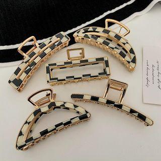 Black & White Grid Geometric Hair Claw