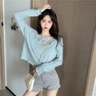 Cut-out Long-sleeve Cropped T-shirt