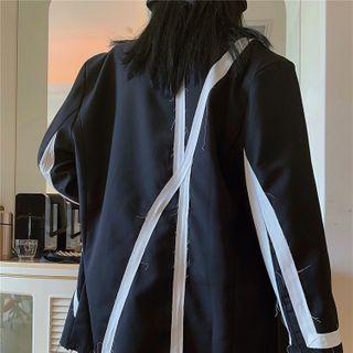 Contrast Trim Fringed Blazer
