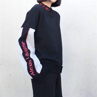 Loose-fit Colorblock Lettering Pullover