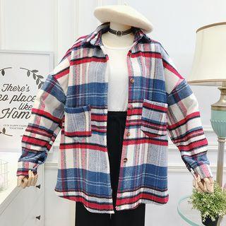 Loose-fit Plaid Wool Shirt Jacket