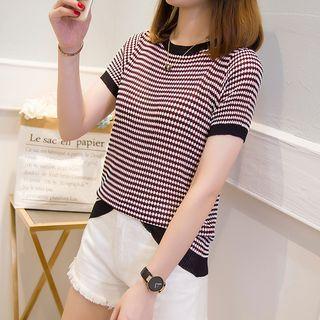 Patterned Short Sleeve Knit T-shirt