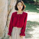 Square-neck Frill-trim Shirt