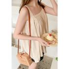 Lace-strap Swing Camisole Top Beige - One Size