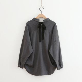 Loose-fit Collared Plain Blouse