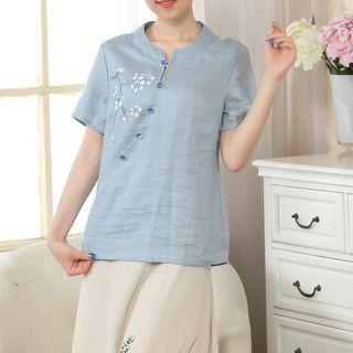 Flower Print Short-sleeve Hanfu Top