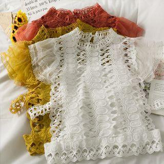 Sleeveless Mock-neck Lace Top With Camisole In 7 Colors