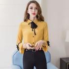 Bell Sleeve Bow Neck Blouse