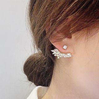 Wing Ear Stud 1 Pair - 925 Silver Pin - Wing Ear Stud - One Size