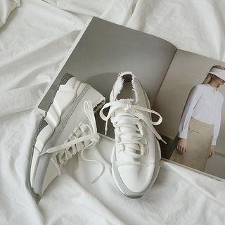 Fringed Canvas Running Sneakers