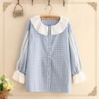 Eyelet Lace Collar Long-sleeve Shirt