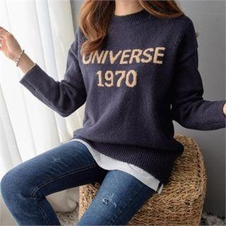 Crew-neck Letter Print Sweater