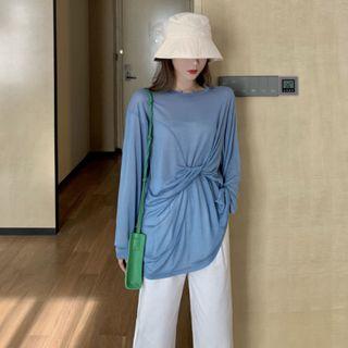 Ruched Knit Top / Straight-cut Pants