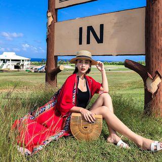 Patterned Light Jacket Red - One Size