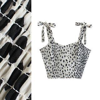 Tie-strap Dotted Cropped Camisole Top