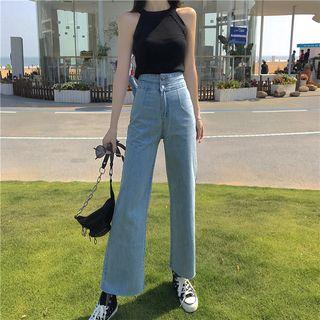 Halter Knit Top / Wide-leg Jeans