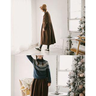Shirred-waist A-line Maxi Dress