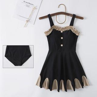Sleeveless Godet Swimsuit