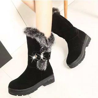 Furry Buckled Short Boots