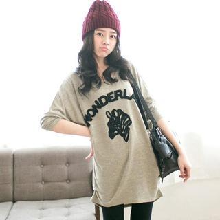 Long-sleeve Zebra-pattern T-shirt Dress