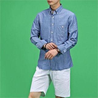 Long-sleeve Colored Linen Shirt