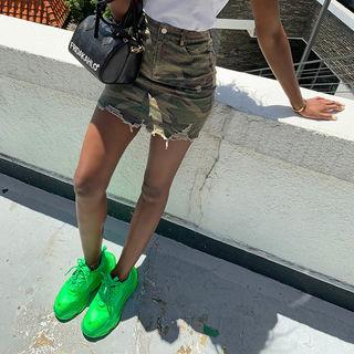 Distressed Camouflage Skirt