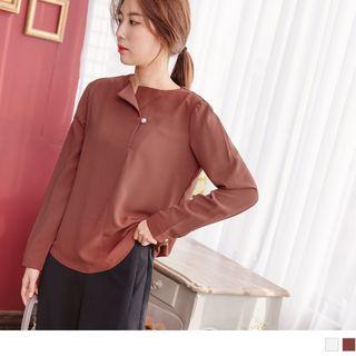 Long Sleeve Beaded Button Top