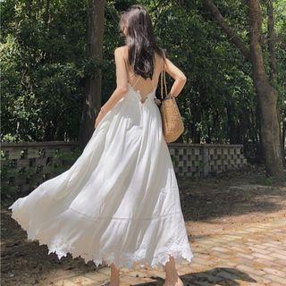 Strappy A-line Maxi Dress White - One Size