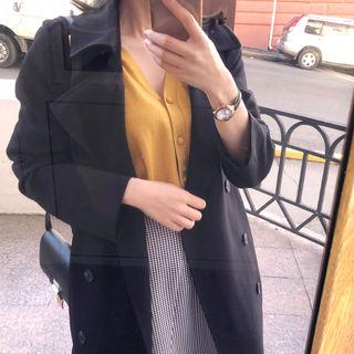Double-breasted Trench Coat With Sash Black - One Size