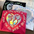 Elbow-sleeve Iridescent Heart T-shirt