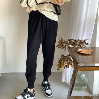 Elastic Waist Knit Drawstring Cuff Pants