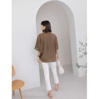 Dual-pocket Oversized Linen Shirt