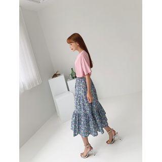 Long Tiered Skirt In 2 Floral Designs