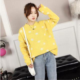 Long-sleeve Dotted Knit Sweater
