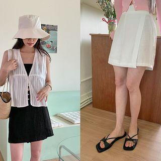 Wrap-front Crinkled Skort