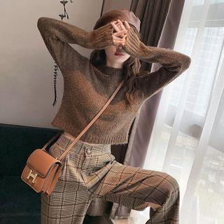 Cropped Sweater / Plaid Wide Leg Pants / Set