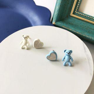Bear Heart Asymmetrical Earring