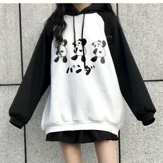 Panda Raglan Hoodie As Shown In Figure - One Size