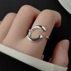 C Shape Sterling Silver Open Ring 1 Pc - Silver - One Size