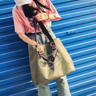 Letter Print Metal Buckle Tote