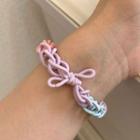Color Block Woven Bracelet Fs0956 - Pink & Blue & Yellow - One Size