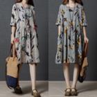 3/4-sleeve Printed Tunic Dress