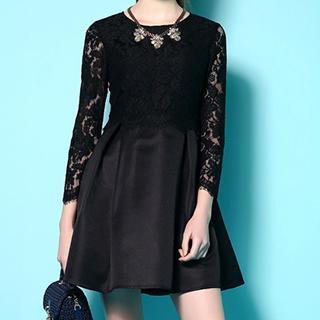 Lace Long-sleeve A-line Dress