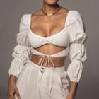 Cutout Tie-strap Cropped T-shirt